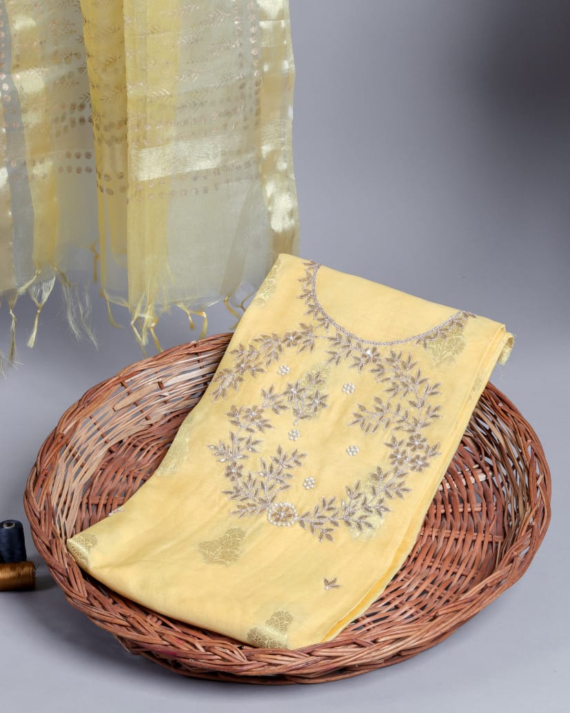Chanderi Silk Shirt with Organza Dupatta