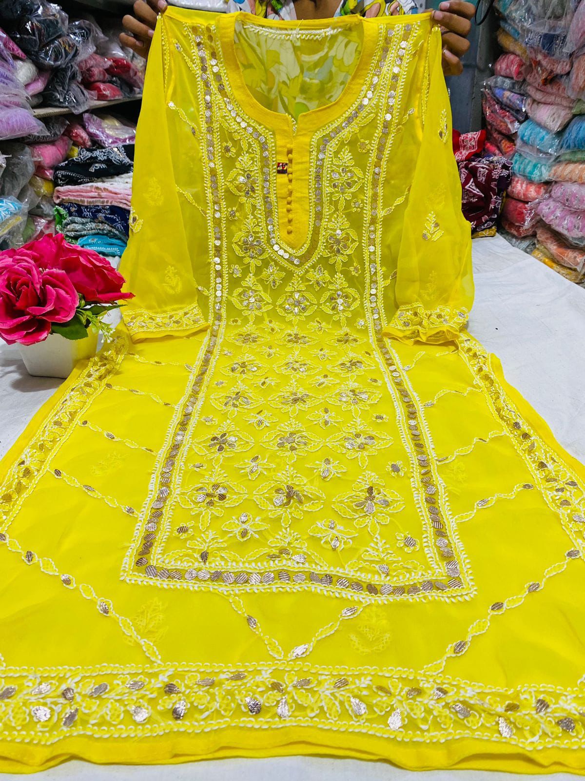 Chikankari Gota Work Kurtis