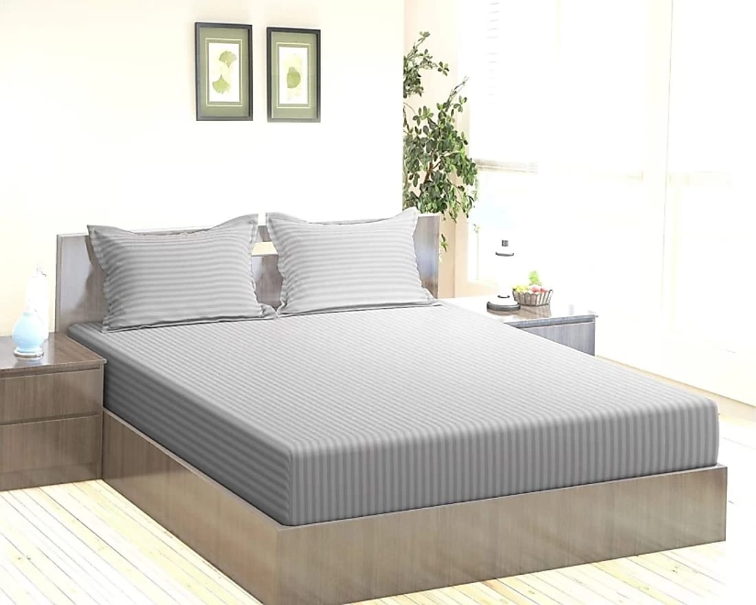 Satin Stripes King-Size Fitted Bedding Set