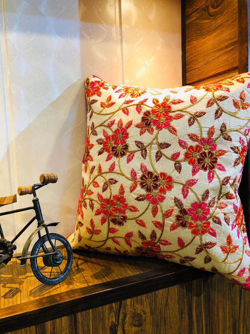 Cushion Covers with Silk Embroidery
