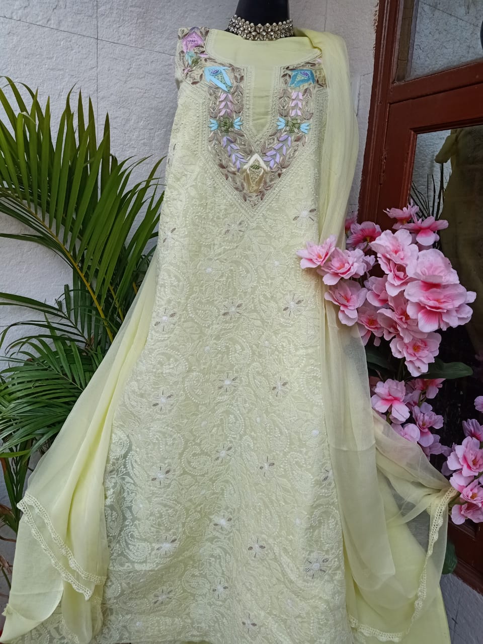 Exquisite Chikankari Suits with Parsi Gara Embroidery