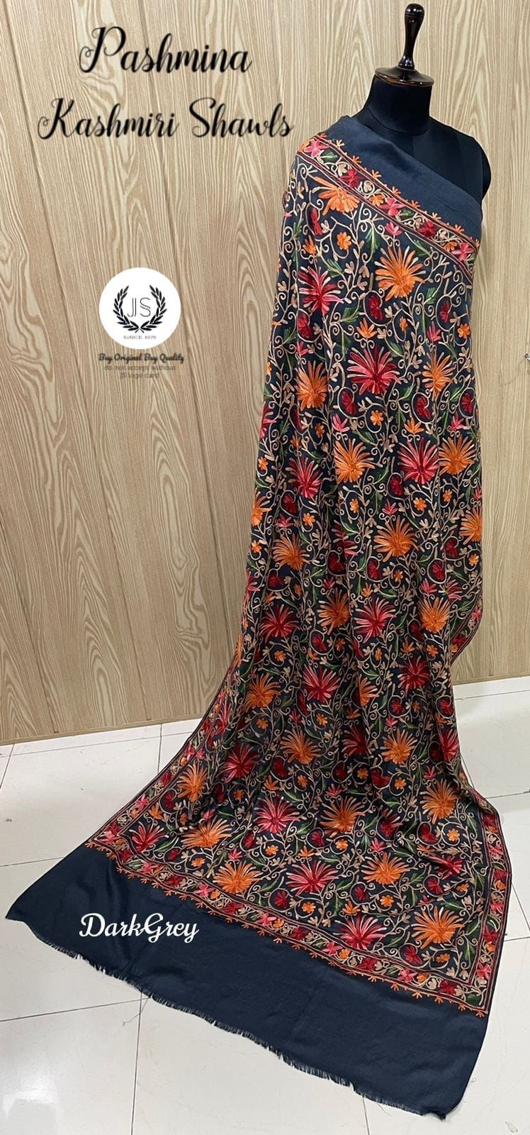 Pure Wool Embroidered Kashmiri Shawls