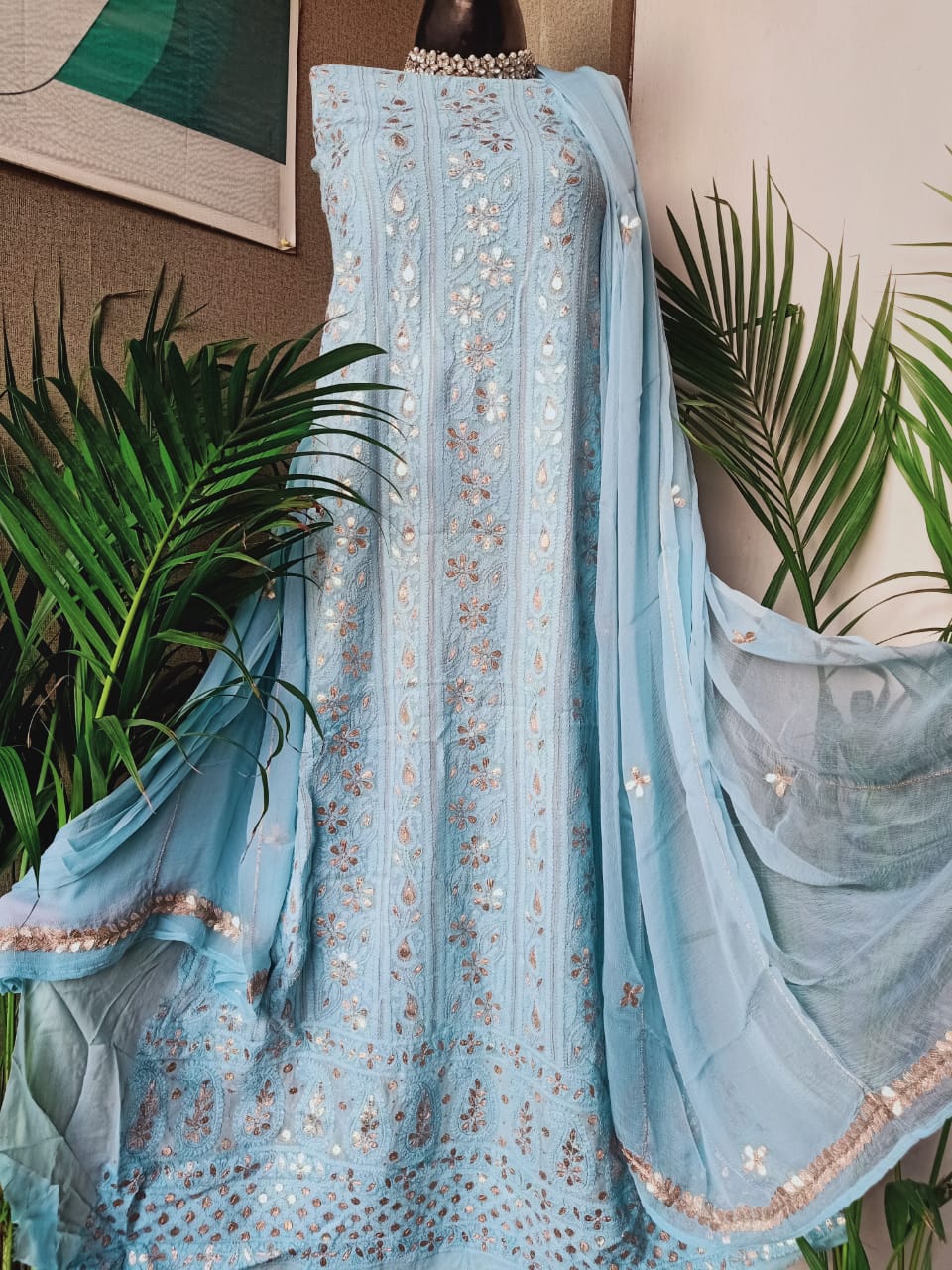 Viscose Georgette Gorgeous Chikankari Kurta n Dupatta Set