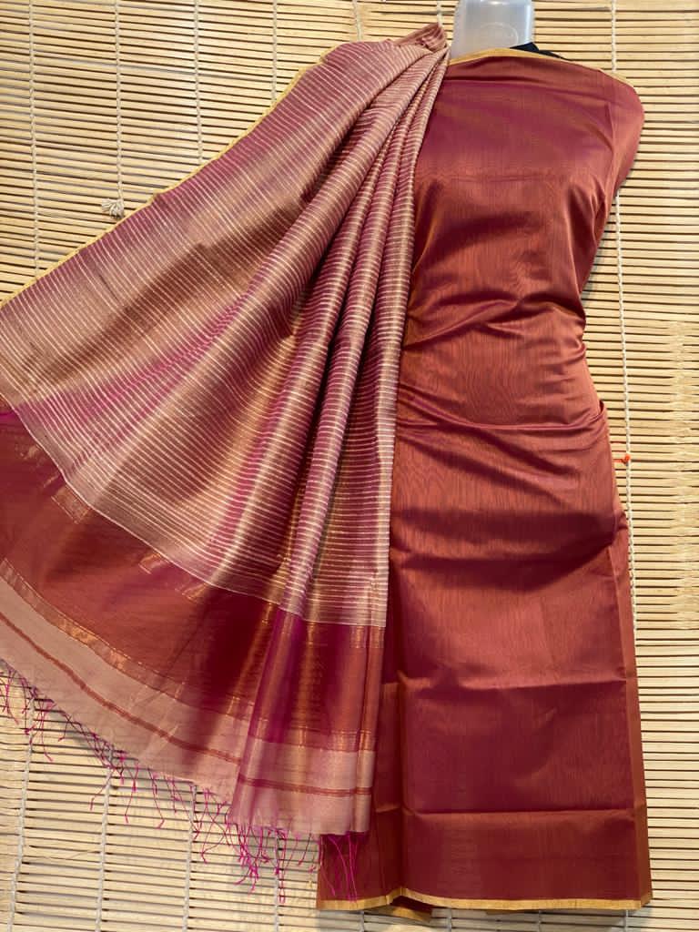 Maheshwari Cotton Silk Top with Jute Dupatta