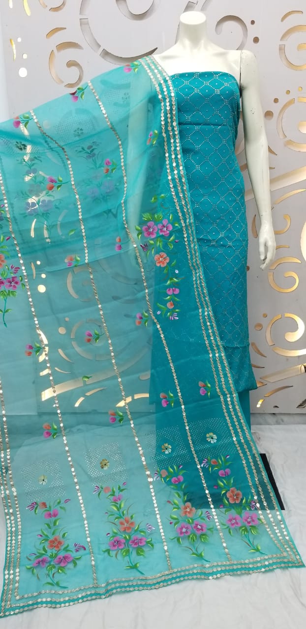 Beautiful Chinnon Shirt Organza Dupatta Shantoon Bottom