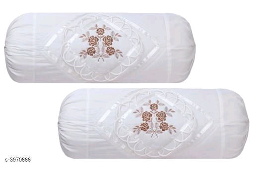Fancy Embroidered Cotton Bolster Covers Vol 2 M1