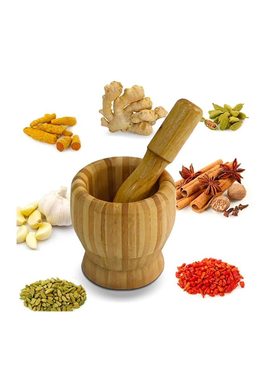 Bamboo Mortar Pestle Set