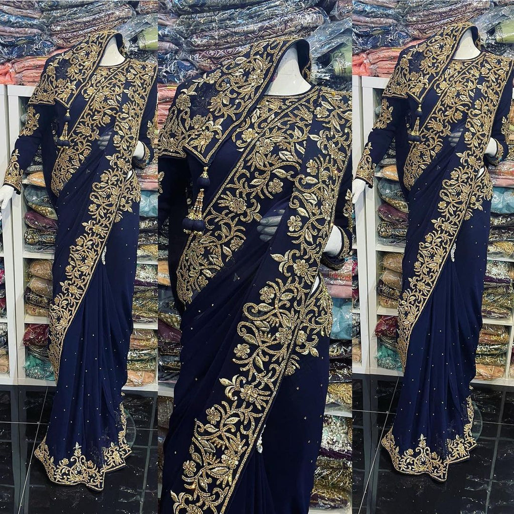 Georgette Embroidered Sarees
