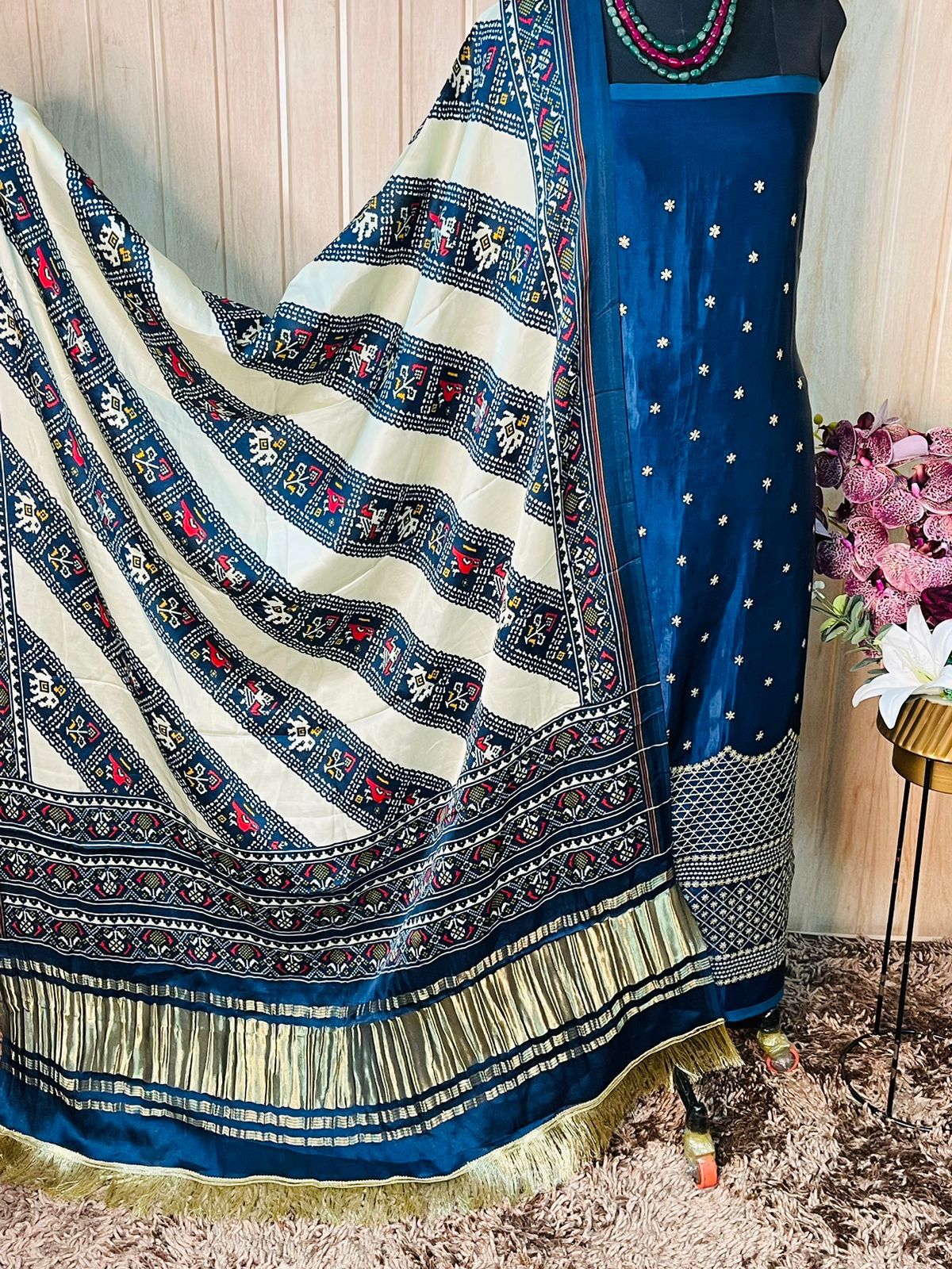 Satin Silk Top n with Gaji Silk Dupatta