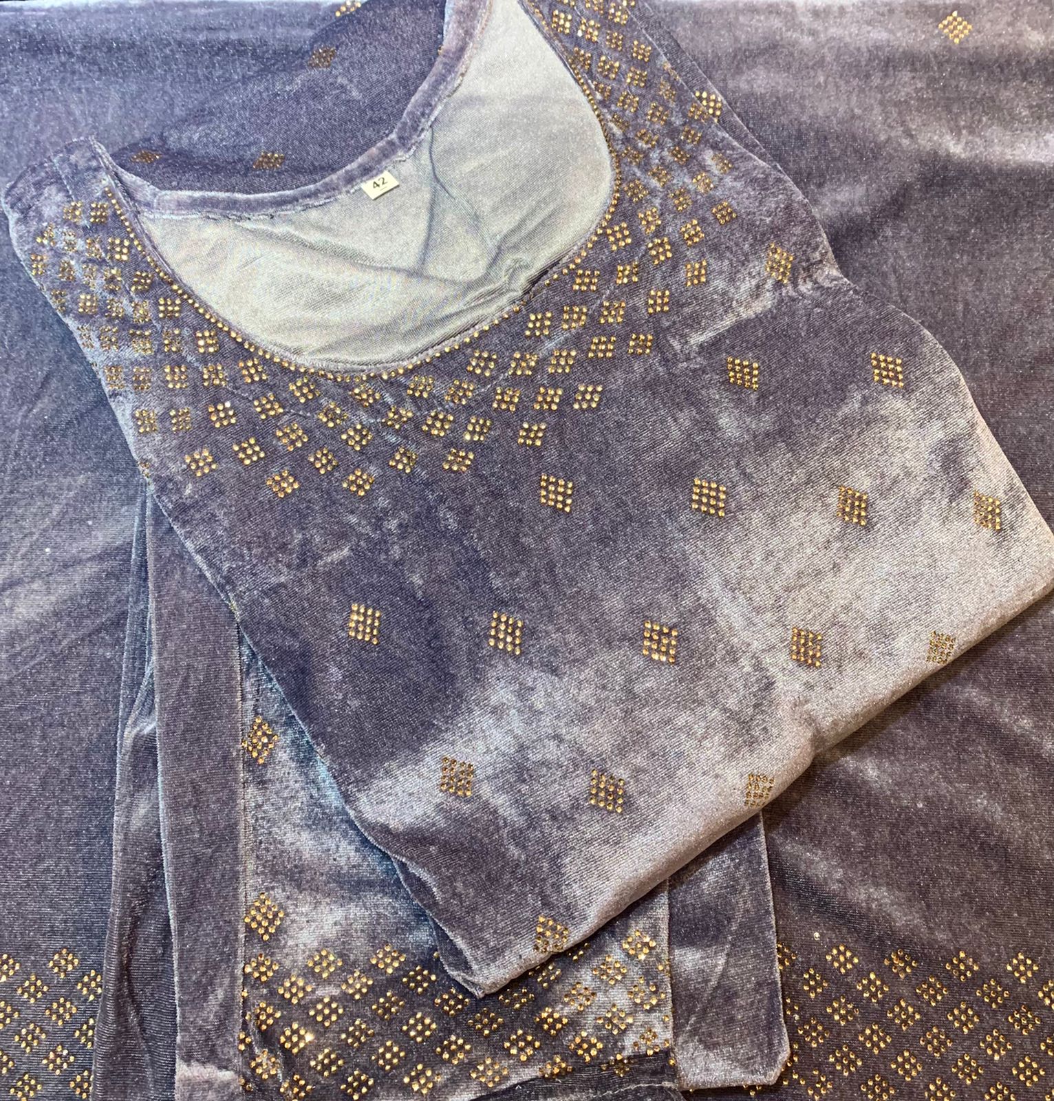 Stitched Velvet Kurti Pant Stole