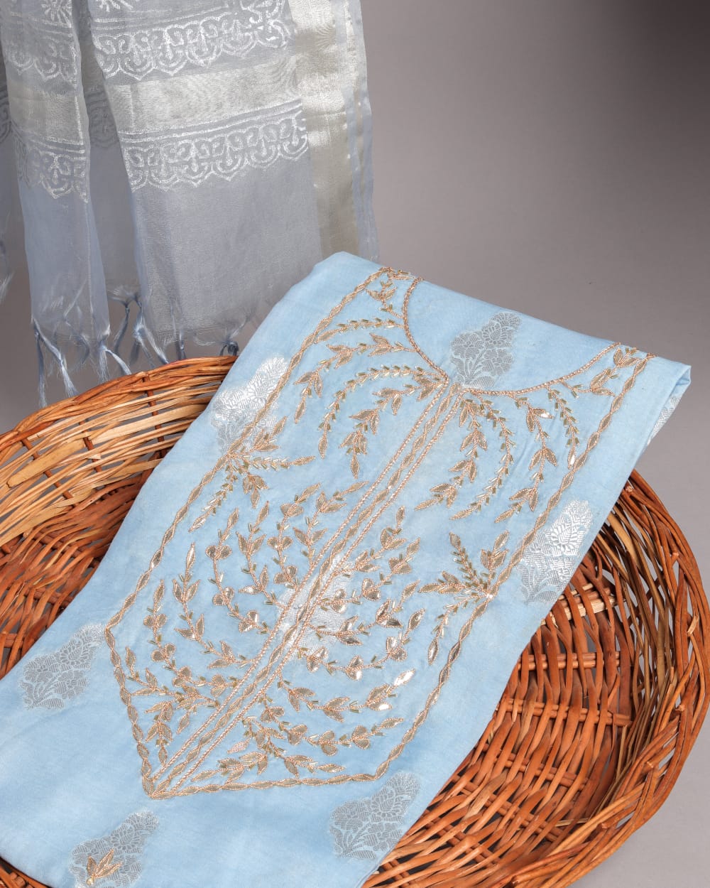 Chanderi Silk Shirt with Organza Dupatta