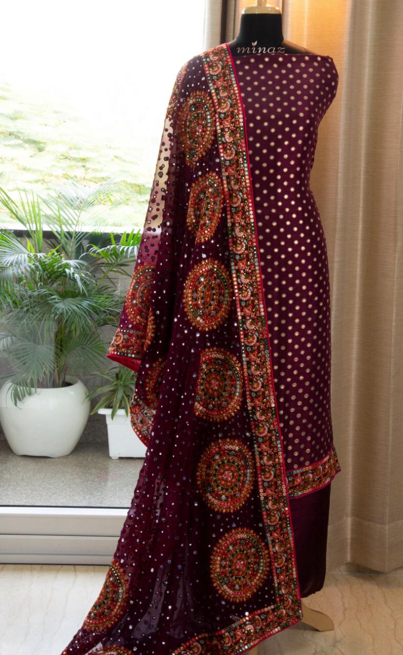 Opara Silk Suits with heavy embroidery dupatta