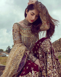 Net Embroidered Semi-stitched with handwork