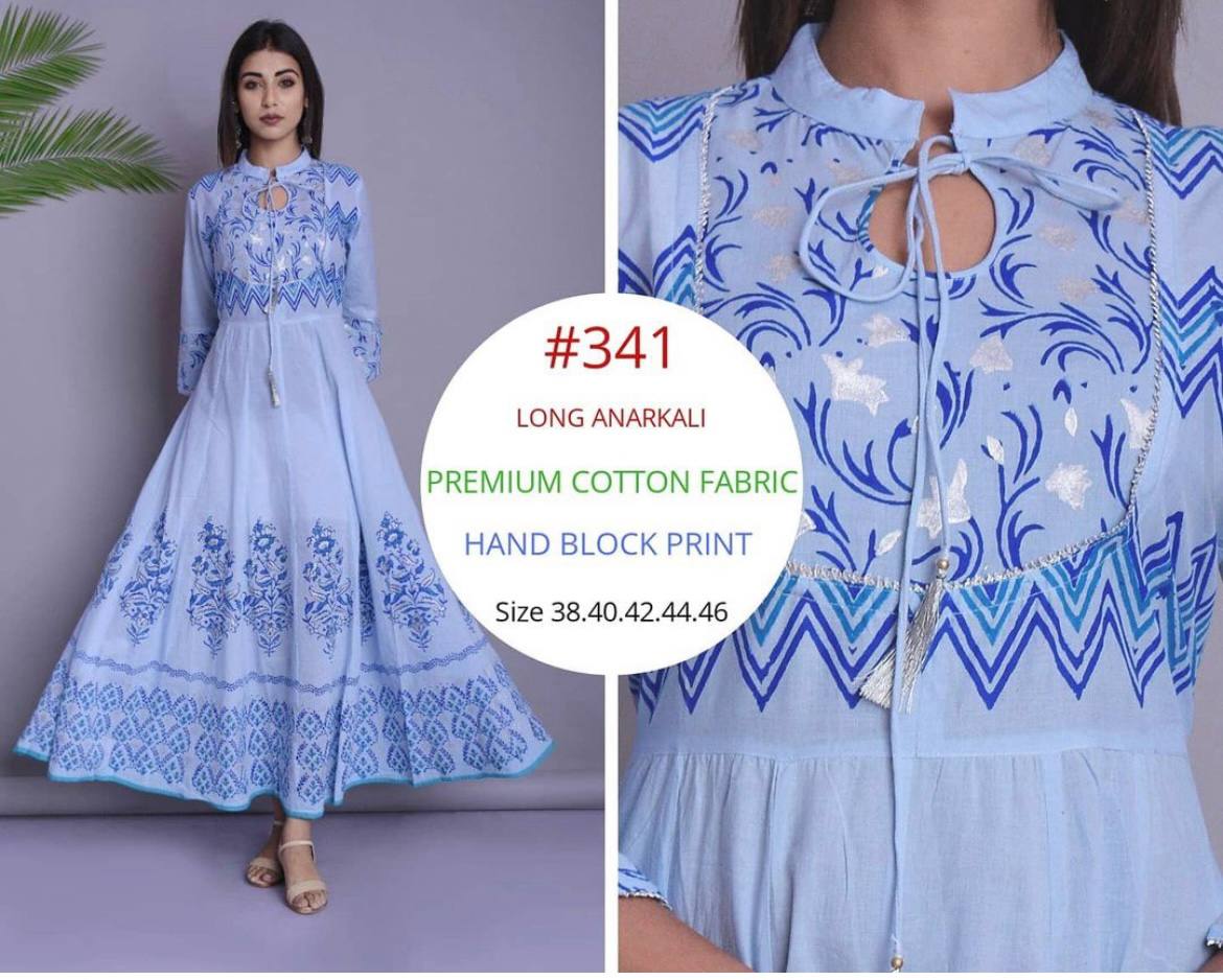 Block Print Anarkali Kurti