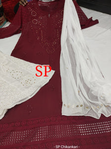 Chikankari Kurti Sharara with Mukesh