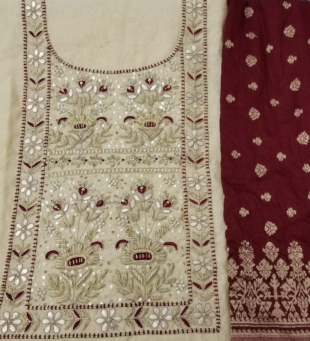 Chanderi Shirt with Gotta work, Benarsi Dupatta n Shantoon Bottom