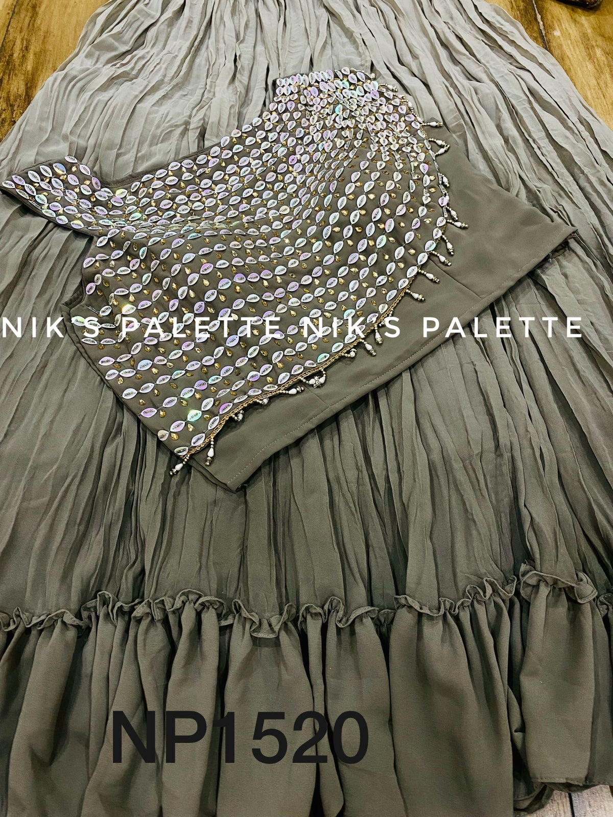 Pretty Georgette crop top with pleated skirt(frill)