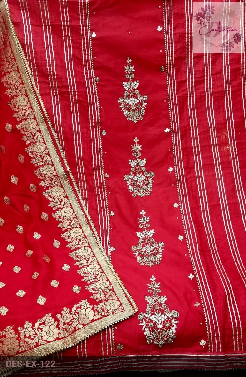 Chanderi Shirt Gotta and handwork, Benarsi Dupatta n Shantoon Bottom