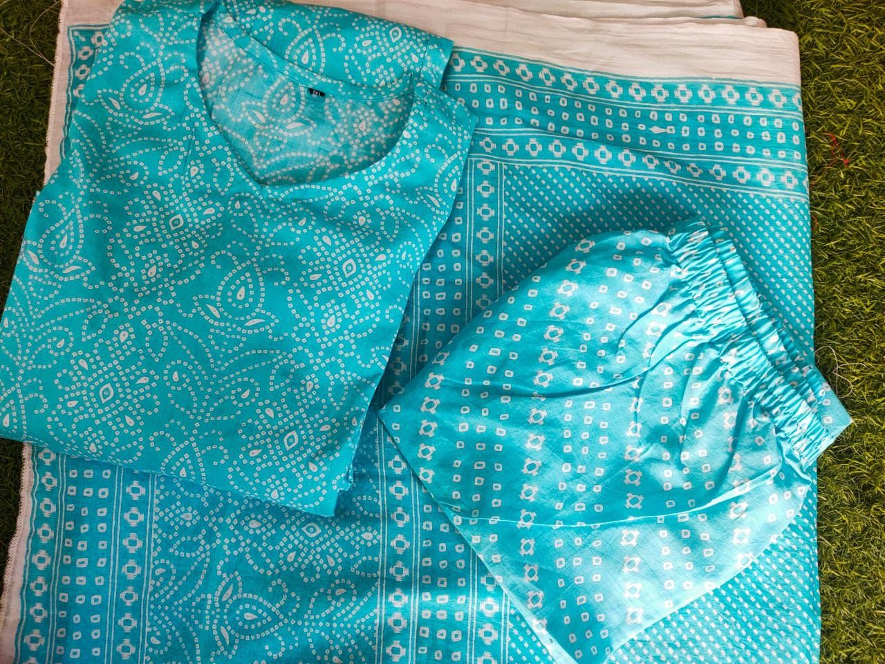 Beautiful Cotton Anarkali Set with Gota