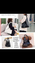 Ruched Handle Shoulder Bag with pouch