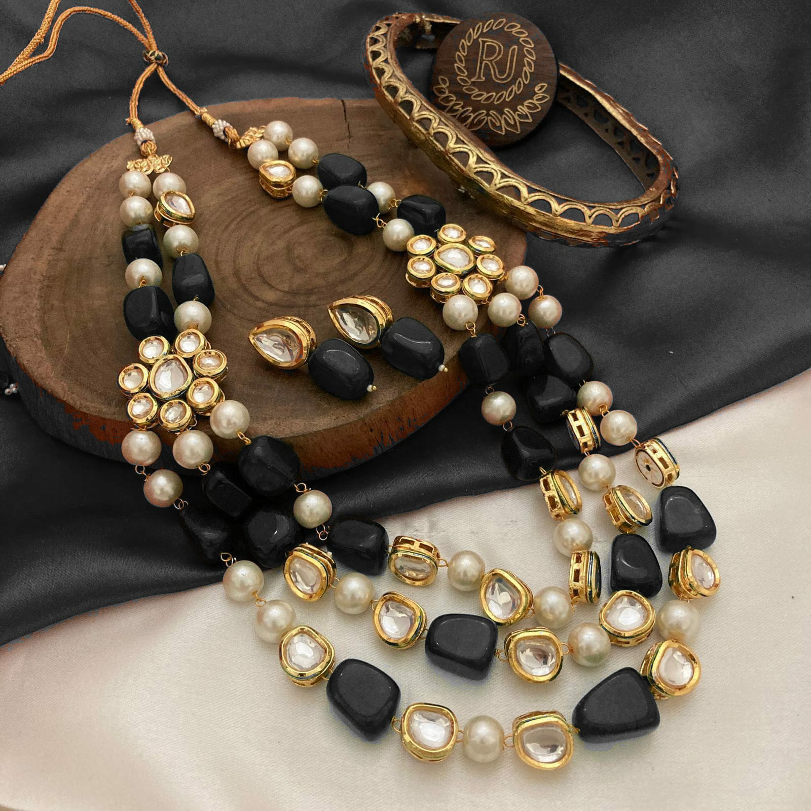 3 Layer Kundan n Pearl Jewelry Sets