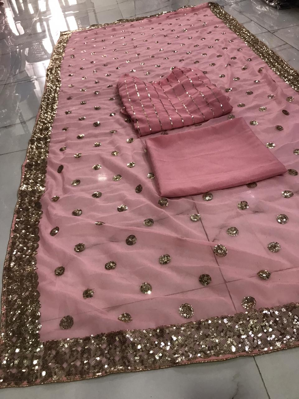 Pretty Georgette Sequinned Kurta, Bottom Dupatta