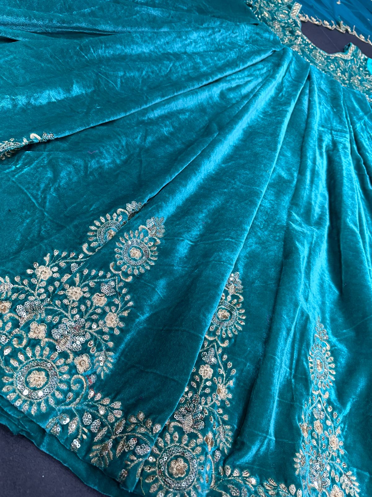 Velvet Anarkali with embroidery