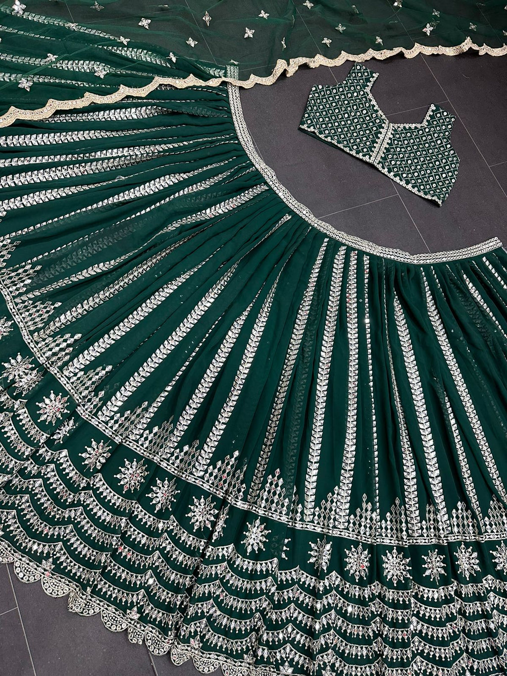 Green Sequins Lehenga Choli