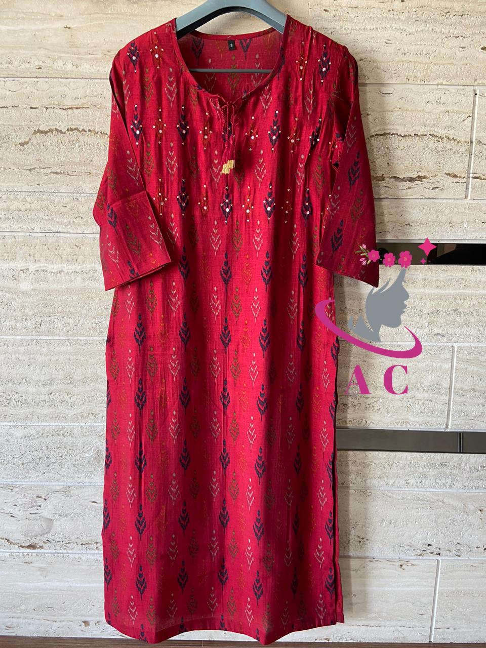Cotton Silk Stitched Shirt (Sequins) with Pant