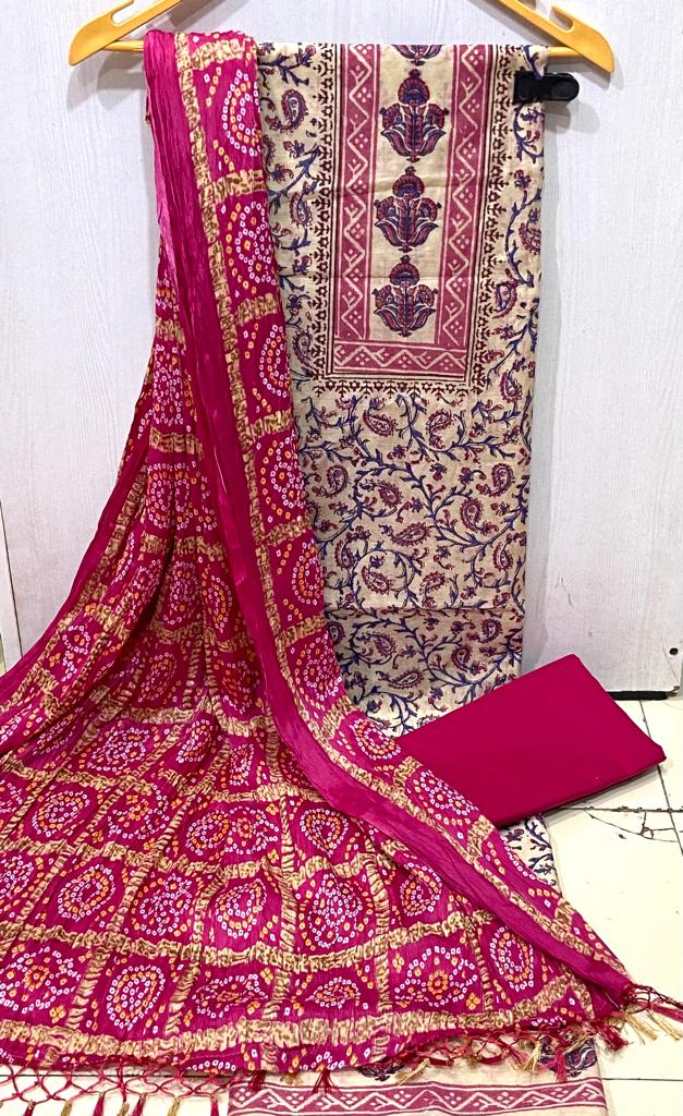 Chanderi Kalamkari Top Cotton Bottom