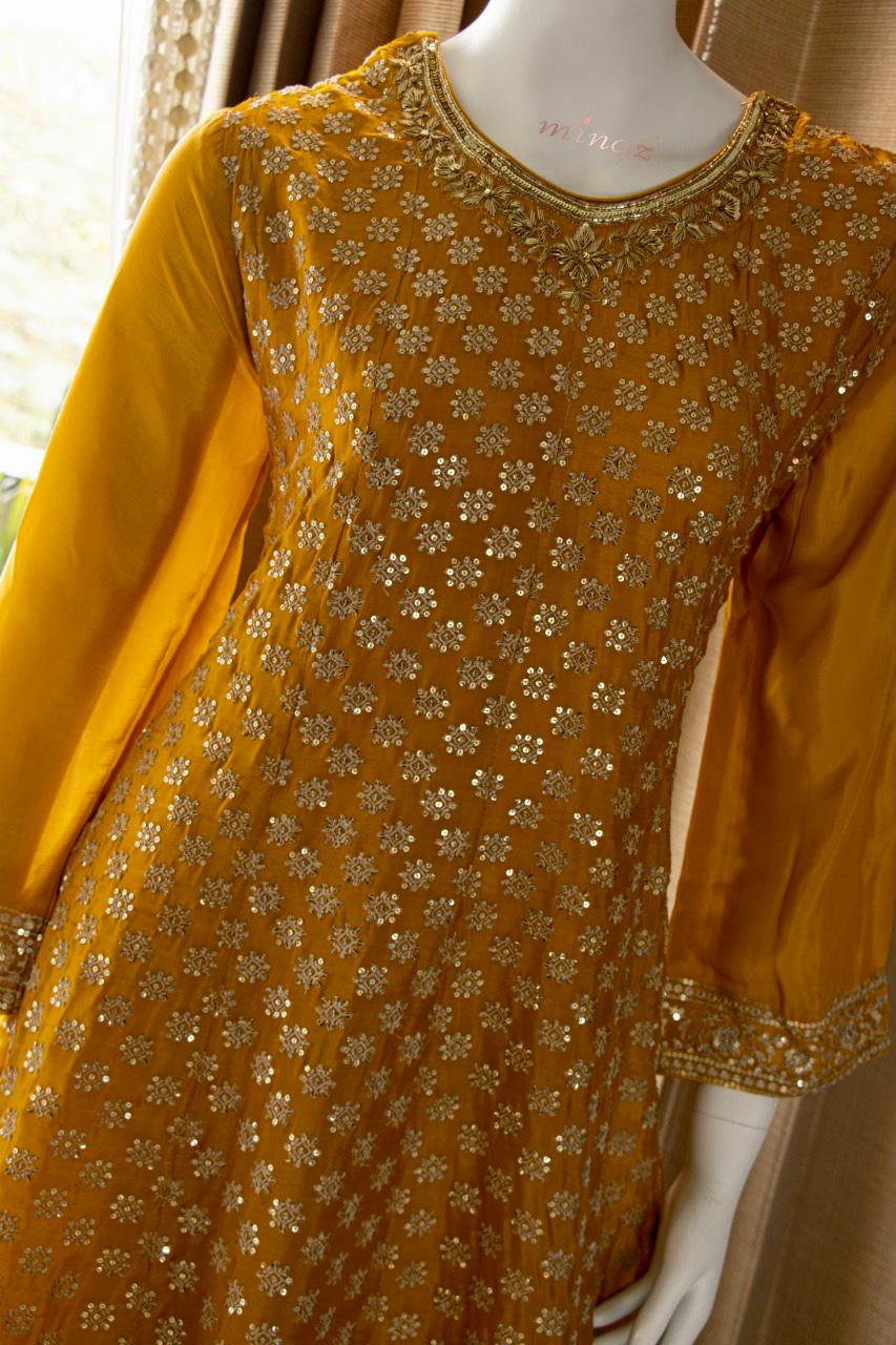 Beautiful Chinnon Short Anarkali with Garara