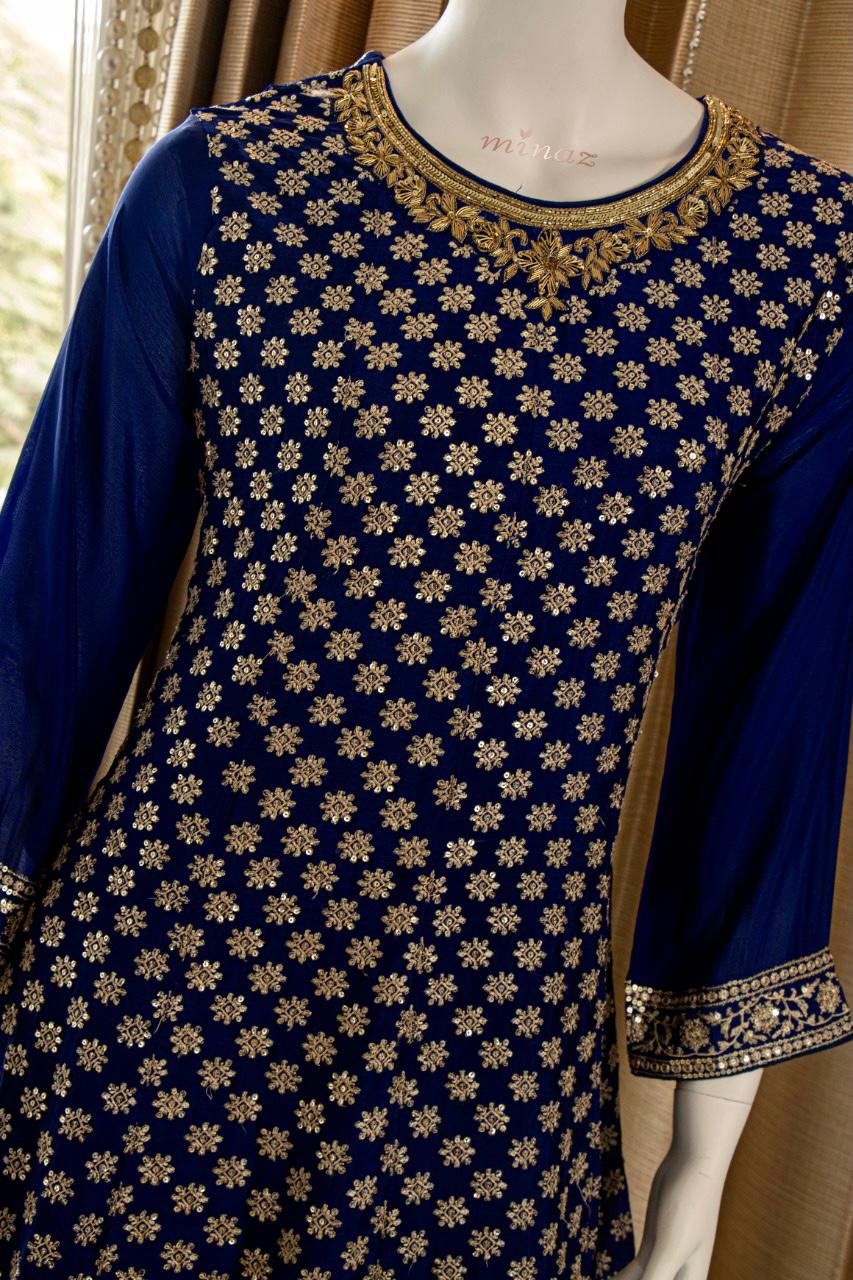 Beautiful Chinnon Short Anarkali with Garara