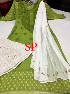 Chikankari Kurti Sharara with Mukesh