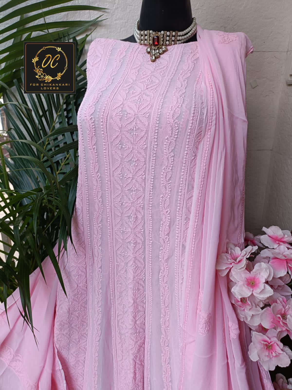 Viscose Georgette Chikankari Anarkali