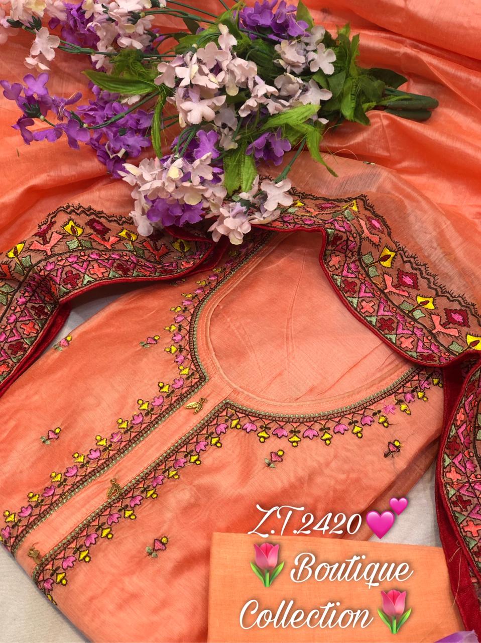 Stunning Chanderi Embroidered Suit, Chanderi Dupatta