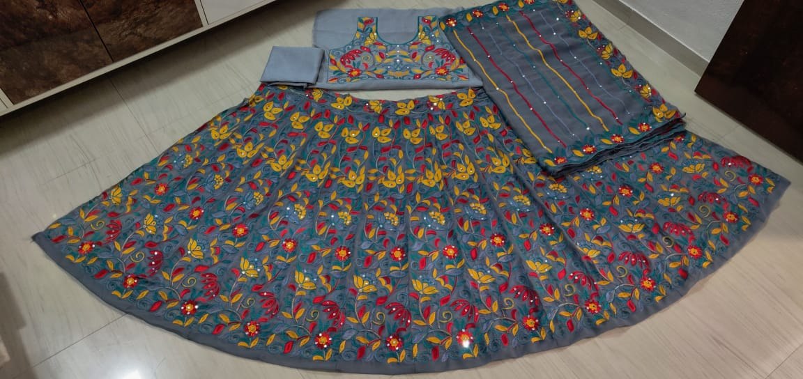 Grey Emroidered Lehenga Choli