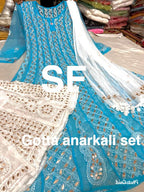Chikankari Anarkali Sharara with gotta patti work