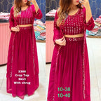 Georgette crop top with skirt and shrug
