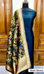 Plain Silk Suit with Benarsi Weaving Dupatta
