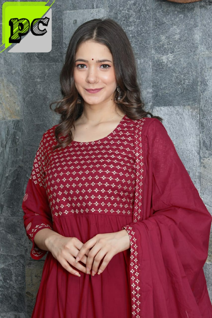Long Flair Kurti with pant n dupatta