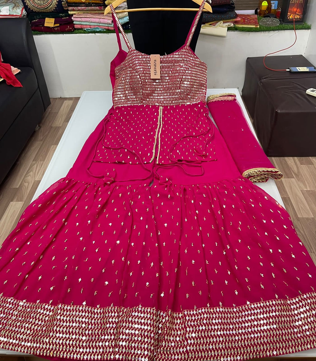 Beautiful Georgette Kurti Sharara
