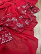 Crush Pleated Faux Georgette Saree