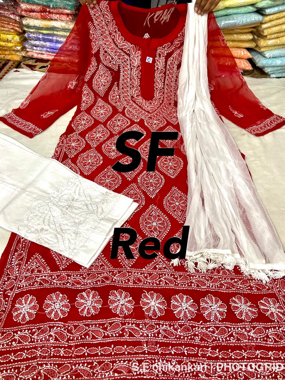 Chikankari Kurti Pant with Barfi Boota Embroidery