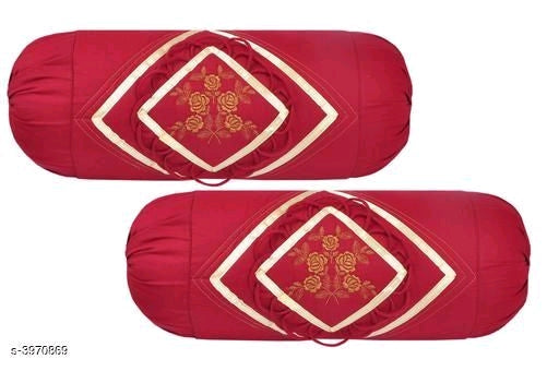 Fancy Embroidered Cotton Bolster Covers Vol 2 M1