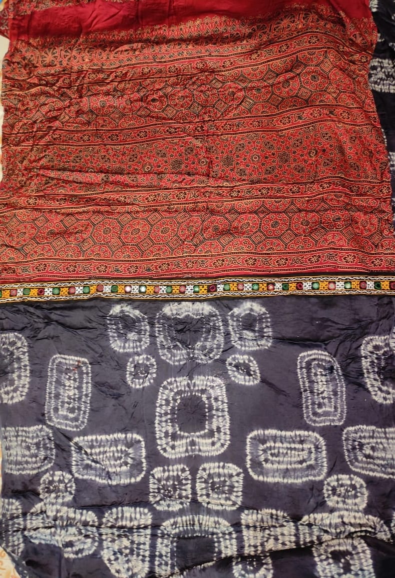 Ajrakh Hand Block Print, Natural Dye Sarees