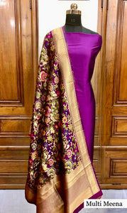 Plain Silk Suit with Benarsi Weaving Dupatta