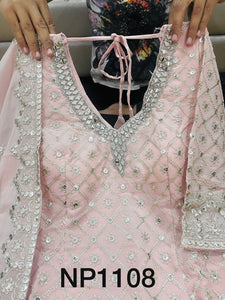 Georgette Kurti Sharara Set with heavy embroidery