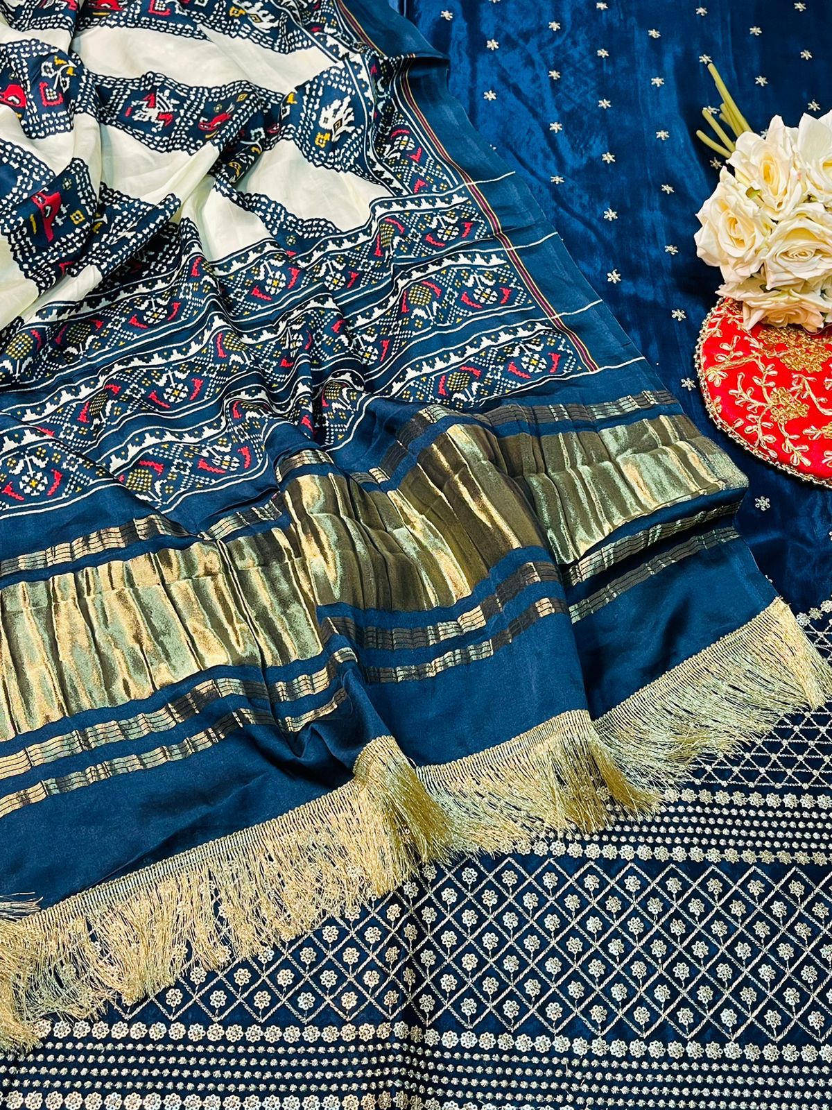 Satin Silk Top n with Gaji Silk Dupatta