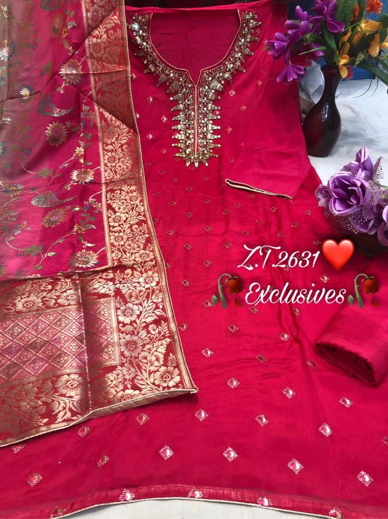 Chinnon with sequins and kundan work