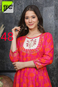 Embroidered Flair Kurti with Dupatta